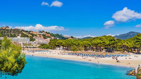 View to the beach of Santa Ponsa Majorca Spain Balearic Islands